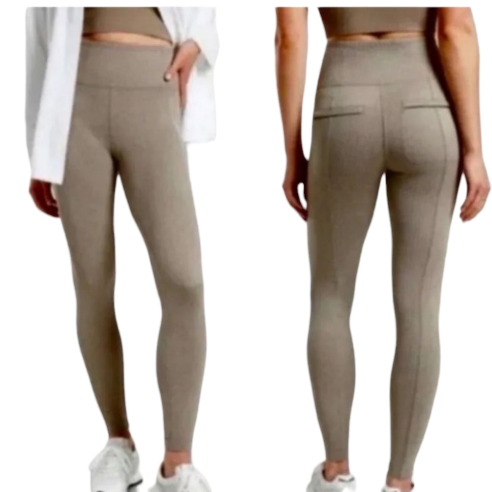 😁Athleta Delancey Herringbone Tight Gray Leggings Back Pockets Size XS